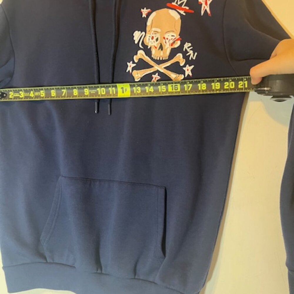 Reason Brand May the Bridges I Burn Light the Way Navy Skull Hoodie Sz M - Picture 6 of 8